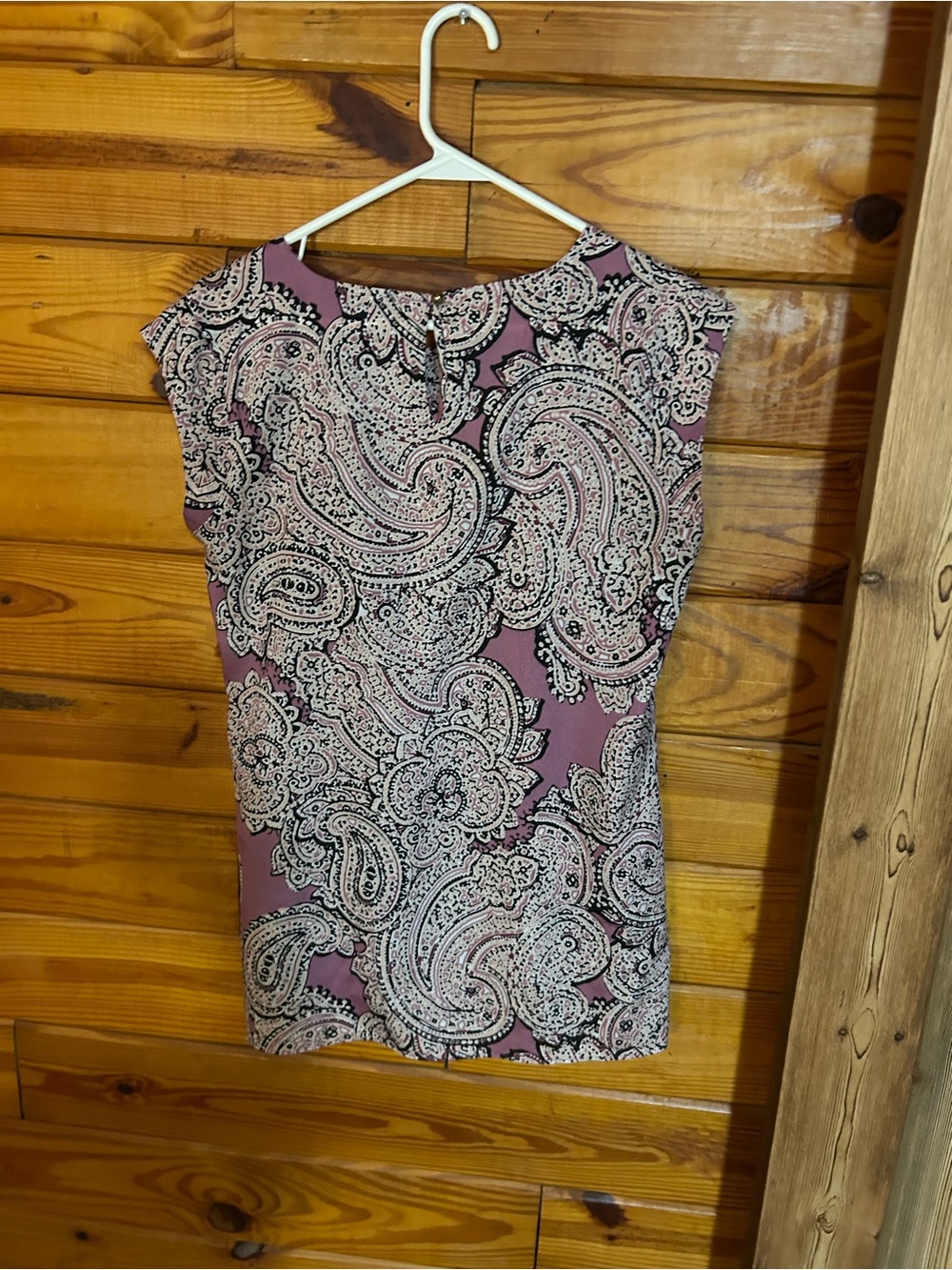 The Limited Mauve Paisley Cap Sleeve Top
